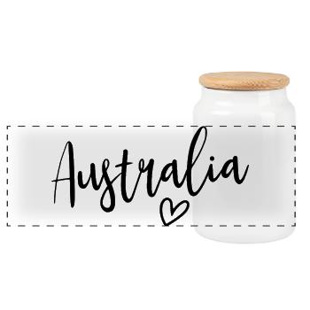 Australien Herz Frauenliebe Australien - Panorama Keksdose mit Holzdeckel - Weiß - Vorne