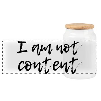 I Am Not Content - Emotional Handwritten Script - Panorama Keksdose mit Holzdeckel - Weiß - Vorne