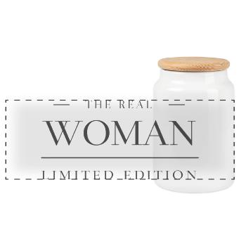 Le design de déclaration édition limitée de The Real Woman - Boîte à biscuits avec couvercle en bois - blanc - Devant