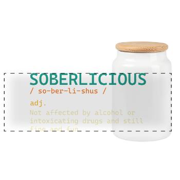 Définition de Soberlicious Drôle Sober Recovery AA - Boîte à biscuits avec couvercle en bois - blanc - Devant