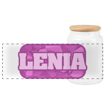 Gift for Lenia - Panoramic Cookie Jar with Wooden Lid - white - Front