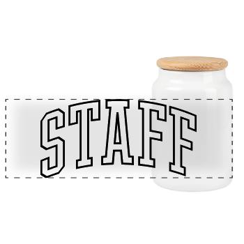 Staff - Panoramic Cookie Jar with Wooden Lid - white - Front