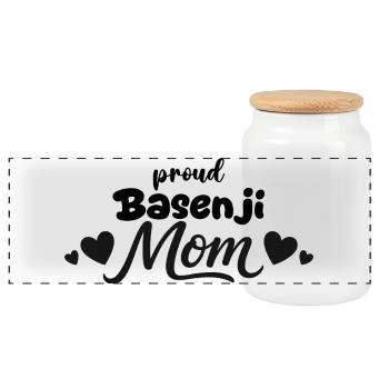 Fière Mère Chien Sans Aboiement, Basenji - Boîte à biscuits avec couvercle en bois - blanc - Devant