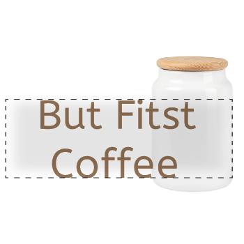 But First Coffee Minimalist Aesthetic Design - Boîte à biscuits avec couvercle en bois - blanc - Devant