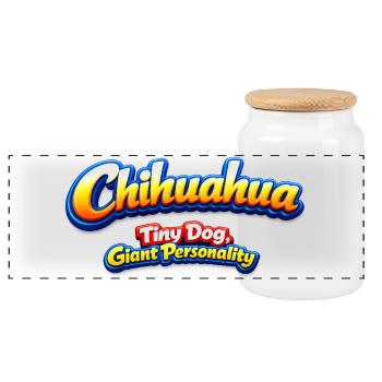 Chihuahua Tiny Dog Riesenpersönlichkeit - Panorama Keksdose mit Holzdeckel - Weiß - Vorne