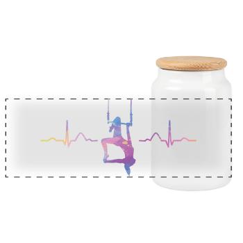 Aerialist Hearbeat EKG Cloud Swing Trapez - Panorama Keksdose mit Holzdeckel - Weiß - Vorne