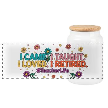 Je suis venu apprendre J’ai aimé Je prends ma retraite d’enseignant Retraite - Boîte à biscuits avec couvercle en bois - blanc - Devant