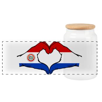 Paraguay Holland Flagge Herz - Panorama Keksdose mit Holzdeckel - Weiß - Vorne