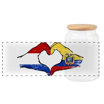 Cœur du drapeau de Hollande-Équateur utilisé - Boîte à biscuits avec couvercle en bois - blanc - Devant