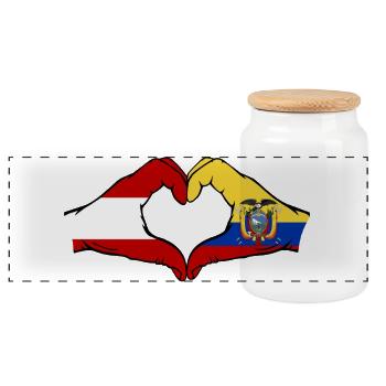 Österreich Ecuador Flagge Herz - Panorama Keksdose mit Holzdeckel - Weiß - Vorne