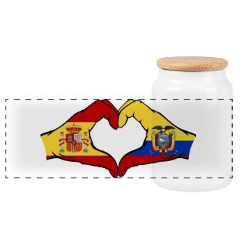 Spanien Ecuador Flagge Herz - Panorama Keksdose mit Holzdeckel - Weiß - Vorne