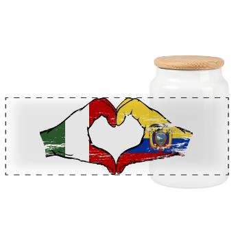 Italien Ecuador Flagge Herz used - Panorama Keksdose mit Holzdeckel - Weiß - Vorne