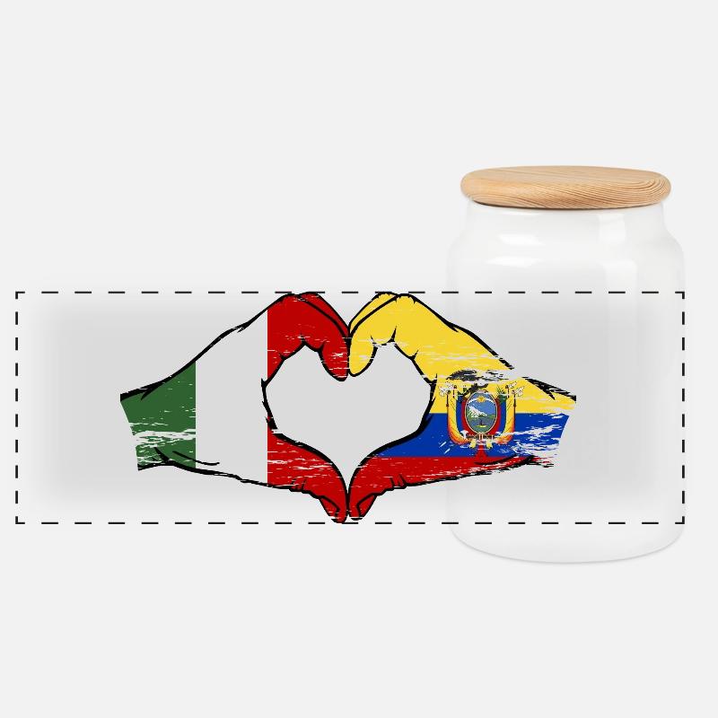 Drapeau Italien de l’Équateur cœur utilisé - Boîte à biscuits avec couvercle en bois - blanc