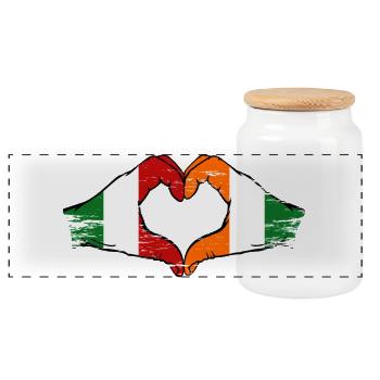 Italie Côte d’Ivoire Drapeau Cœur - Boîte à biscuits avec couvercle en bois - blanc - Devant