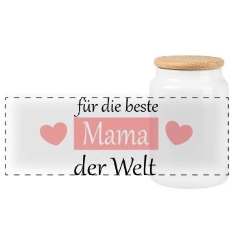 Muttertags Geschenk Mutter Muttertag Geschenkidee - Panorama Keksdose mit Holzdeckel - Weiß - Vorne
