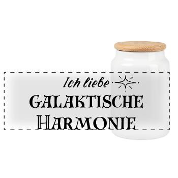 HARMONIE – Galaktisches Statement Mode - Panorama Keksdose mit Holzdeckel - Weiß - Vorne
