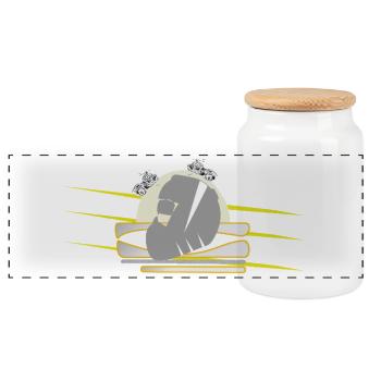 Motorcycle Chopper Helmet - Panoramic Cookie Jar with Wooden Lid - white - Front