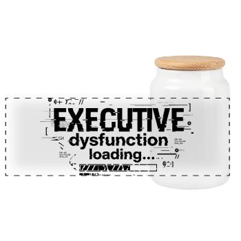 Executive Dysfunction Loading ADHD Humor Design - Panoramic Cookie Jar with Wooden Lid - white - Front