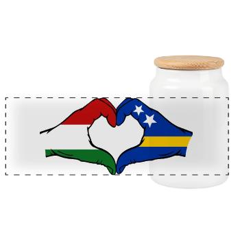 Ungarn_Curaçao_Flagge_Haende_Herzform - Panoramic Cookie Jar with Wooden Lid - white - Front