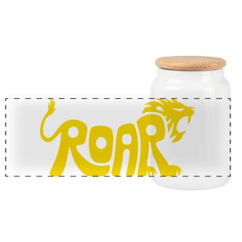 Löwe Brüllen Schriftzug Design - Panorama Keksdose mit Holzdeckel - Weiß - Vorne