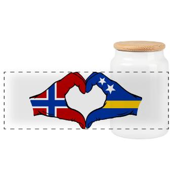 Norvège Drapeau de Curaçao Mains en forme de cœur - Boîte à biscuits avec couvercle en bois - blanc - Devant