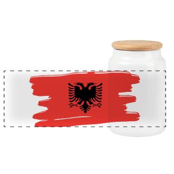 Albania Flag Albanians - Panoramic Cookie Jar with Wooden Lid - white - Front