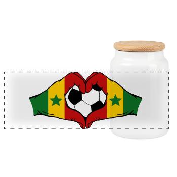 Senegal Flagge Hände Herzform - Panorama Keksdose mit Holzdeckel - Weiß - Vorne