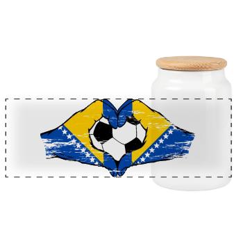 Cœur de flag football bosniaque utilisé - Boîte à biscuits avec couvercle en bois - blanc - Devant