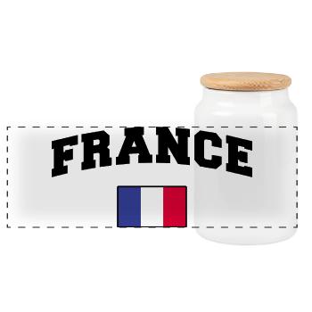 Fan de la France - Boîte à biscuits avec couvercle en bois - blanc - Devant