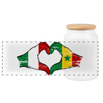 Italie Drapeau du Sénégal Mains en forme de cœur utilisées - Boîte à biscuits avec couvercle en bois - blanc - Devant