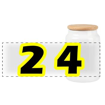 24 Number symbol - Panoramic Cookie Jar with Wooden Lid - white - Front
