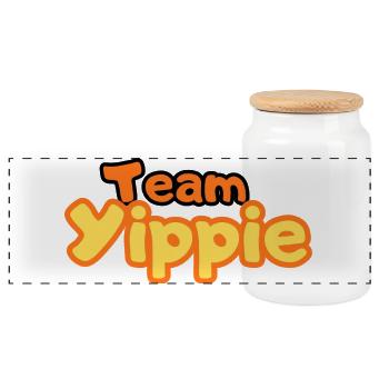 Team Yippie - Panoramic Cookie Jar with Wooden Lid - white - Front