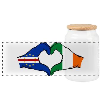 Drapeau irlandais du Cap-Vert en forme de cœur - Boîte à biscuits avec couvercle en bois - blanc - Devant