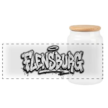Flensburg Graffiti Oldschool Hip Hop - Boîte à biscuits avec couvercle en bois - blanc - Devant