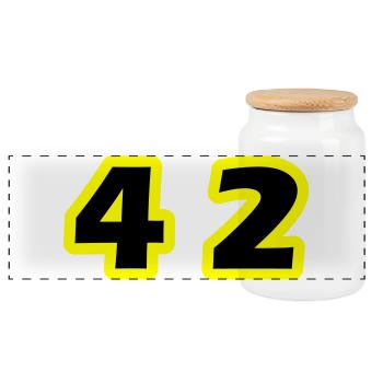 42 Symbole numérique - Boîte à biscuits avec couvercle en bois - blanc - Devant