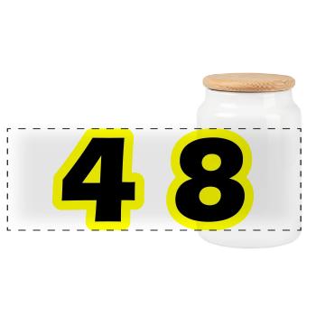 48 Symbole numérique - Boîte à biscuits avec couvercle en bois - blanc - Devant
