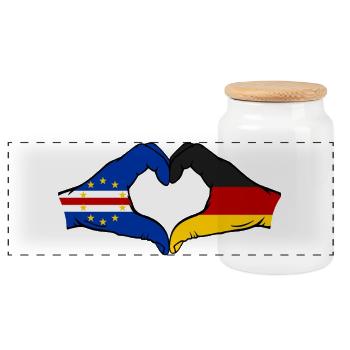 Mains du drapeau allemand du Cap-Vert en forme de cœur utilisées - Boîte à biscuits avec couvercle en bois - blanc - Devant