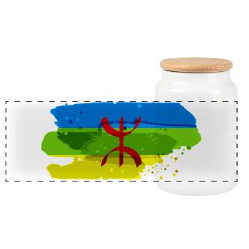 Amazigh-Flagge - Panorama Keksdose mit Holzdeckel - Weiß - Vorne