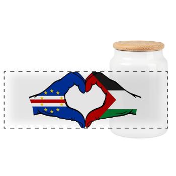 Kap Verde Palaestina Flagge Hände Herzform - Panorama Keksdose mit Holzdeckel - Weiß - Vorne