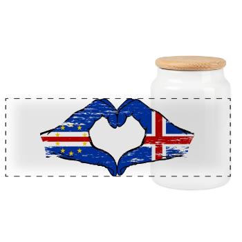 Kap Verde Island Flagge Hände Herzform used - Panorama Keksdose mit Holzdeckel - Weiß - Vorne