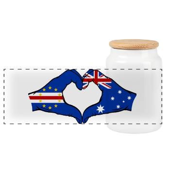 Kap Verde Australien Flagge Hände Herzform - Panorama Keksdose mit Holzdeckel - Weiß - Vorne