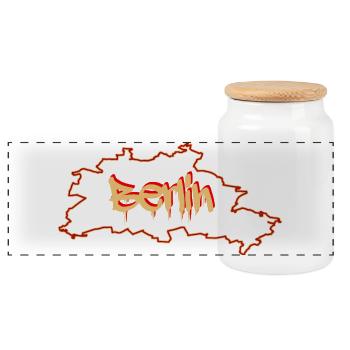 Berlin da city - Panoramic Cookie Jar with Wooden Lid - white - Front