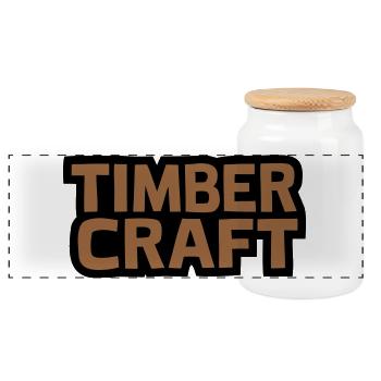 Timber Craft Schriftzug Logo - Panorama Keksdose mit Holzdeckel - Weiß - Vorne