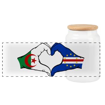 Algerien Kap Verde Flagge Hände Herzform - Panorama Keksdose mit Holzdeckel - Weiß - Vorne