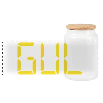 Gelb – LCD - Panorama Keksdose mit Holzdeckel - Weiß - Vorne