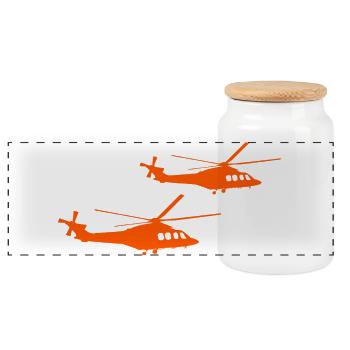 Helikopter Herzschlag Ekg - Panorama Keksdose mit Holzdeckel - Weiß - Vorne