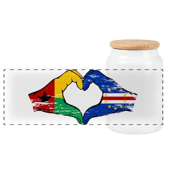 Drapeau du Cap-Vert Guinée-Bissaus en forme de cœur utilisé - Boîte à biscuits avec couvercle en bois - blanc - Devant