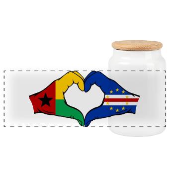 Drapeau du Cap-Vert Guinée-Bissau Mains en forme de cœur - Boîte à biscuits avec couvercle en bois - blanc - Devant