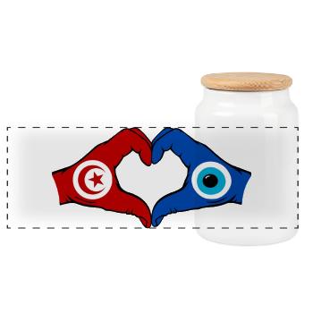 Drapeau du Nazar de Tunisie Mains en forme de cœur - Boîte à biscuits avec couvercle en bois - blanc - Devant