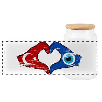 Nazar de Dinde Flagge_Hände forme de cœur utilisée - Boîte à biscuits avec couvercle en bois - blanc - Devant